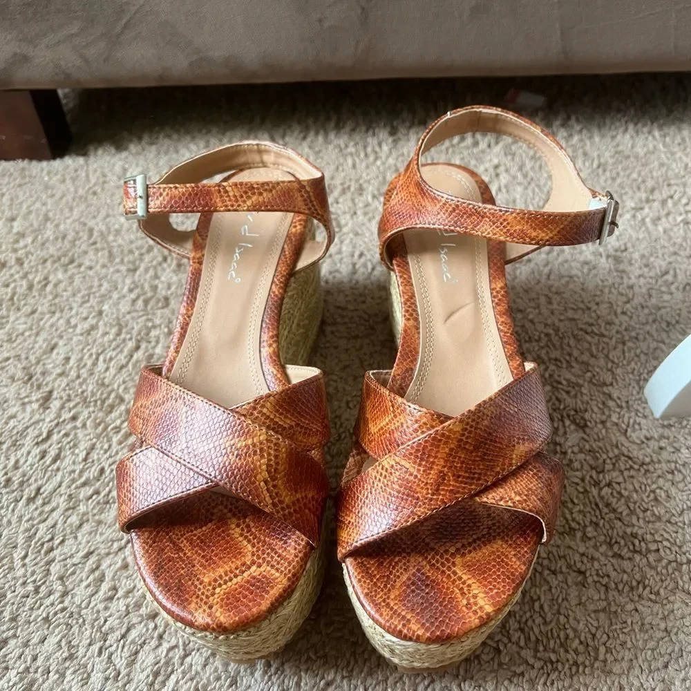 David Isaac women’s espadrille platform wedges size 9